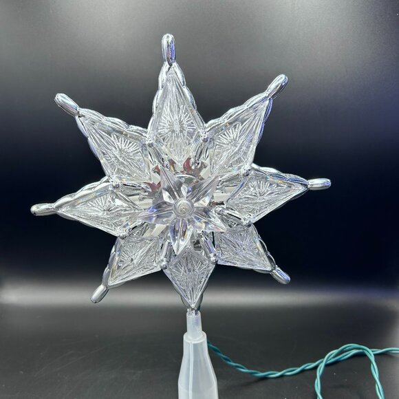 Holiday Christmas Tree Topper Star Plastic Blue Lights Up Home